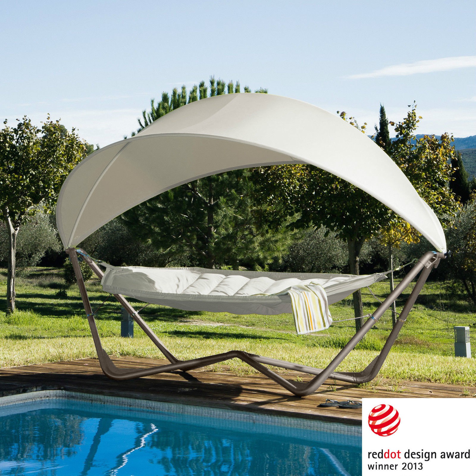 Hängematte mit Sonnenschutz in weiß Haus und Garten Garten